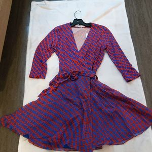 DVF Irina Silk-Jersey Wrap Dress, Blue, 8